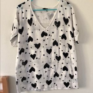 Torrid White Mesh Heart Top